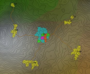 Stadtkarte mit Highways und Höhenlinien