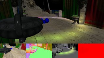 Crytek Sponzamodell mit 1 Directional Light und einem Ring aus Pointlights, der sich dreht