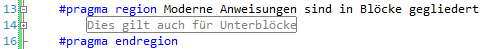 Die "#pragma region"-Funktion