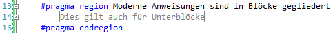 Die &quot;#pragma region&quot;-Funktion